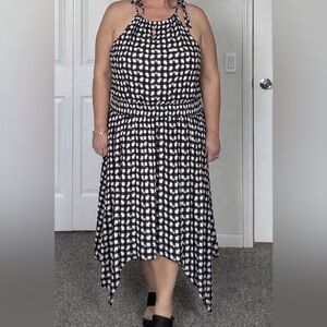 Maurices Black and White Asymmetrical Check Dress
